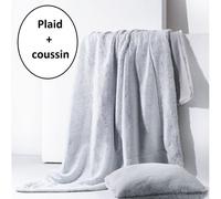Ensemble Plaid Et Coussin Assorti Uni 125x150 Cm
