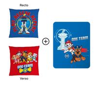 Ensemble Plaid Et Coussin, Pat Patrouille Ready For Action Bleu 110X140