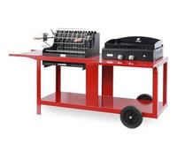 Ensemble Plancha Barbecue - LE MARQUIER - Mendy + Plancha Baia 260 - Rouge - Charbon - 16 personnes