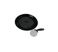 Ensemble plaque à pizza perforée 32 cm et roulette FM Professionnal