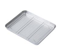 Ensemble plaque de cuisson et gril en acier inoxydable, pratique avec cadre métallique, adapté aux fours lave-vaisselle pour Cuisine(28x23.5x2.5CM 2pcs)
