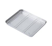 Ensemble plaque de cuisson et gril en acier inoxydable, pratique avec cadre métallique, adapté aux fours lave-vaisselle pour Cuisine(25x20.5x2.5CM 2pcs)