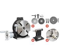 Ensemble plateau diviseur 200 mm avec disques de divisions, bride, mandrin 3 mors 160 mm et contre-pointe réglable Torros THV-8 SET