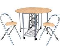 Ensemble pliable avec table ronde et 2 chaises. Collection BETA. Idéal pour les petits espaces.