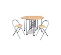 Ensemble pliable table ronde et 2 chaises. Collection BETA. Idéal pour les petits espaces.