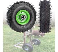 Ensemble pneumatique et roue de 10 pouces 4.10/3.50-4, alésage de 20 mm avec roulements, moyeu décalé de 2,76" pour diable, brouette, chariot de jardin, chariot à sacs 10''/3.50-4
