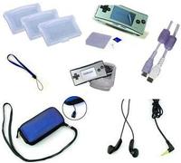 Ensemble pochette de transport + 3 boites de rangement + protection écran + casque stéréo + link 2 + coque souple + dragonne + tour de cou