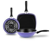 Ensemble Poêle, Wok et Grill Induction 24-28cm, Revêtement Antiadhésif sans PFOA, Magefesa, Very Peri, , Violet Violet G