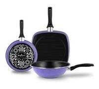 Ensemble Poêle, Wok et Grill Induction 24-28cm, Revêtement Antiadhésif sans PFOA, Magefesa, Very Peri, , Violet Violet G