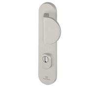 Ensemble poignée de porte blindée aileron sur plaque standard eSSENTIAL Bricard entraxe 195mm brossé argent