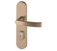 Ensemble poignée de porte blindée sur plaque standard eSSENTIAL Bricard entraxe 195mm brossé bronze