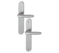 Ensemble poignée pour porte intérieure sur plaque longue Verona 1510/300M - Alu aspect inox - - 758166