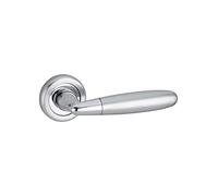 Ensemble Poignée sur Rosace Mirella 2 Chrome Satiné/Brillant pour Portes Intérieures - Béquilles Alliage - Vis de Fixation Invisibles - Carré Acier 7MM - Ressort de Rappel - THIRARD