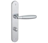 Ensemble Poignée sur Rosace Mirella 2 Entr'axe 195 à Condamnation Chrome Satiné/Brillant pour Portes Intérieures - Béquilles Alliage - Vis Métaux - Carré Acier 7MM - Ressort de Rappel - THIRARD
