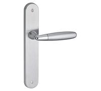 Ensemble Poignée sur Rosace Mirella 2 Entr'axe 195 sans Trou Chrome Satiné/Brillant pour Portes Intérieures - Béquilles Alliage - Vis Métaux - Carré Acier 7MM - Ressort de Rappel - THIRARD