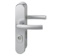 Ensemble poignées de sécurité pour porte d'entrée béquille double entr'axe de fixation 216mm argent - THIRARD