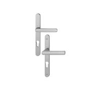 Ensemble poignées pour portes-fenêtres Hamburg plaque étroite - Carré de 7 - Entraxe 70 mm - Epaisseur 78-87 - Alu aspect inox - - 12003979