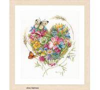 Ensemble point de croix Lanarte "Coeur de fleurs", motif de comptage