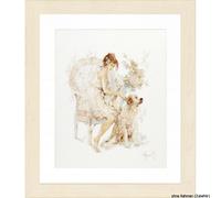 Ensemble point de croix Lanarte "Fille avec chien", modèle de comptage