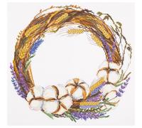 Ensemble point de croix Panna "Couronne de lavande et de coton" 35x33,5cm, motif