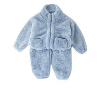 Ensemble Polaire Bebe Fille 6 Mois a 8 Ans Hiver Chaud Veste Enfant Fille Legere Zippe Doux Manteau Fille Peluche Manche Longue Poches Blouson et Pantalons Jogging survêtements (Blue, 6-12 Mois)