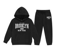 Ensemble polaire d'hiver pour filles avec sweat à capuche et jogging, tenue décontractée pour enfants avec imprimé mignon, idéal pour les tout-petits et adolescentes de 2 à 14 ans, vêtements doux et
