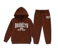 Ensemble polaire d'hiver pour filles avec sweat à capuche et jogging, tenue décontractée pour enfants avec imprimé mignon, idéal pour les tout-petits et adolescentes de 2 à 14 ans, vêtements doux et