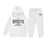 Ensemble polaire d'hiver pour filles avec sweat à capuche et jogging, tenue décontractée pour enfants avec imprimé mignon, idéal pour les tout-petits et adolescentes de 2 à 14 ans, vêtements doux et