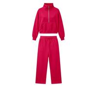 Ensemble polaire douce assorti - Haut oversize confortable à col rond et p | Ensemble Gilet Pantalon Femme Invitée Grossesse Solde Pieces Demoiselle Gros Motif Block Parachute Bapteme 2000