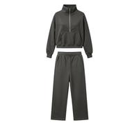 Ensemble polaire douce assorti - Haut oversize confortable à col rond et p | Ensemble Gilet Pantalon Femme Invitée Grossesse Solde Pieces Demoiselle Gros Motif Block Parachute Bapteme 2000