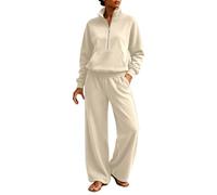 Ensemble polaire douce assorti - Haut oversize confortable à col rond et p | Ensemble Gilet Pantalon Femme Invitée Grossesse Solde Pieces Demoiselle Gros Motif Block Parachute Bapteme 2000
