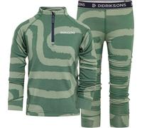 Didriksons - Kid's Jadis Printed Set - Sous-vêtement de ski - 110 - path dark moss