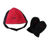 Ensemble Polaire - Nike - Noir et Rouge - Bonnet et Mitaines - Bébé Garçon - 100% Polyester