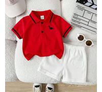 Ensemble polo avec col et short pour bébé garçon, nourrisson, tout-petit, nouveau-né. Style gentleman pour sorties décontractées de printemps/été. Tenue de bébé, vêtements pour nourrissons 6-9M,9-12M,
