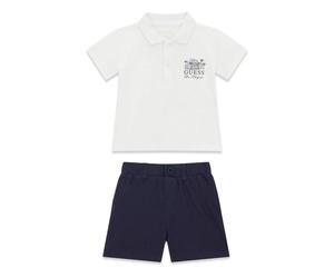 Ensemble polo et short bÃ©bÃ© garÃ§on Guess Blanc 6/9 mois
