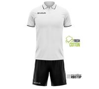 Givova Ensemble Polo et Short Street Manches Courtes Blanc/Noir XL Homme