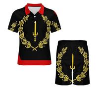 Ensemble Polo Et Short pour Homme 2 Pièces Motif Drapeau Afro-Américain Idéal pour L'Été Et Le Mois De L'Histoire des Noirs Tenue Décontractée Et Tendance