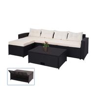 Ensemble Poly Rotin Hwc-J34, Ensemble Balcon/Jardin/Salon Noir, Coussins Crème-Beige Noir