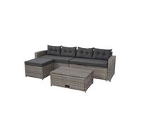 Ensemble Poly Rotin Hwc-J34, Ensemble Balcon/Jardin/Salon Gris, Coussins Gris Foncé Gris