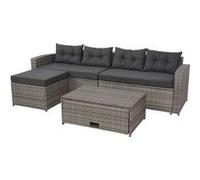 Ensemble Poly Rotin Hwc-J34, Ensemble Balcon/Jardin/Salon Gris, Coussins Gris Foncé Gris