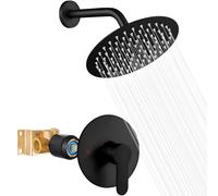 Ensemble pommeau et poignée de douche Heyalan Ensemble de robinet de douche rond Système de douche à effet pluie Pommeau de douche en acier inoxy