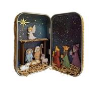 Ensemble portable Sainte Famille - Petite œuvre d'art spirituelle de Noël faite à la main, vitrine de dévotion 3D faite à la main, ornement d'icône classique de Bethléem, modèle saisonnier artistique