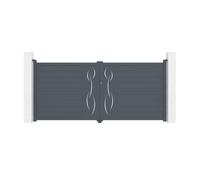 Ensemble portail battant + poteaux aluminium - Casanoov - LIFE - 350 x 160 cm / Pack de 2 poteaux - H.190cm - Gris anthracite
