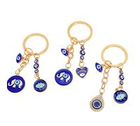 Ensemble Porte-clé 3 Pièces Porte-bonheur, Porte-clés Coeur Éléphant Mauvais Œil Pour Protection, Breloques De Sac Mignon Pour Femmes Filles, Accessoires De Porte-clés Uniques