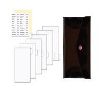 Ensemble portefeuille à paillettes noires et 6 intercalaires avec enveloppes de poche et 2 autocollants mensuels pour planificateur de factures, organiseur de budget (noir)