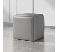 Ensemble Pouf gigogne 5 en 1, Repose-Pieds carré en Cuir, tabourets empilables et Mobiles avec roulettes pivotantes, siège Multifonctionnel pour Salon et Salle à Manger (Gris foncé 34,8 cm P