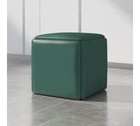 Ensemble Pouf gigogne 5 en 1, Repose-Pieds carré en Cuir, tabourets empilables et Mobiles avec roulettes pivotantes, siège Multifonctionnel pour Salon et Salle à Manger (Vert foncé, 34,8 cm