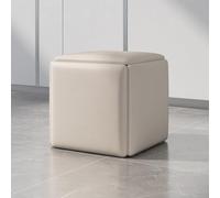 Ensemble Pouf gigogne 5 en 1, Repose-Pieds carré en Cuir, tabourets empilables et Mobiles avec roulettes pivotantes, siège Multifonctionnel pour Salon et Salle à Manger (Gris Clair, 34,8 cm