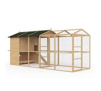 Ensemble poulailler et extension grillagé en bois - 10 poules - Naturel - FERAS