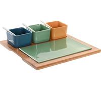 Ensemble pour amuse-gueule DKD Home Decor Porcelaine Coloré Bambou 8 pièces (30 x 30 x 6 cm)